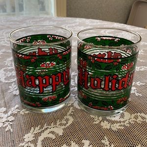 Vintage Houze Happy Holidays Glasses